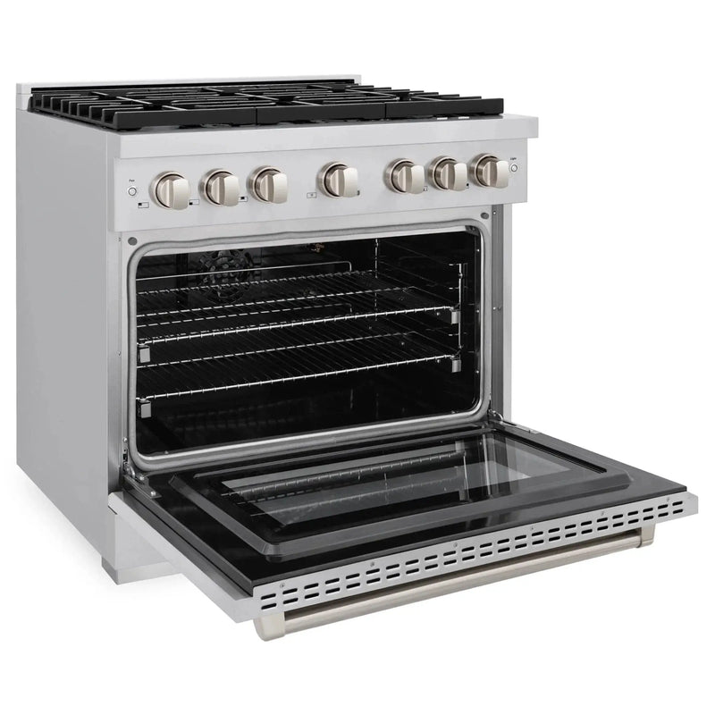 ZLINE 36 In. Gas Range, Stainless Steel w/ Brass Burners, SGR-BR-36 by Farmhouse Kitchen and Bath