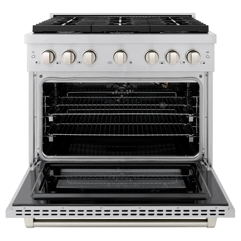 ZLINE 36 In. Gas Range, Stainless Steel w/ Brass Burners, SGR-BR-36 by Farmhouse Kitchen and Bath