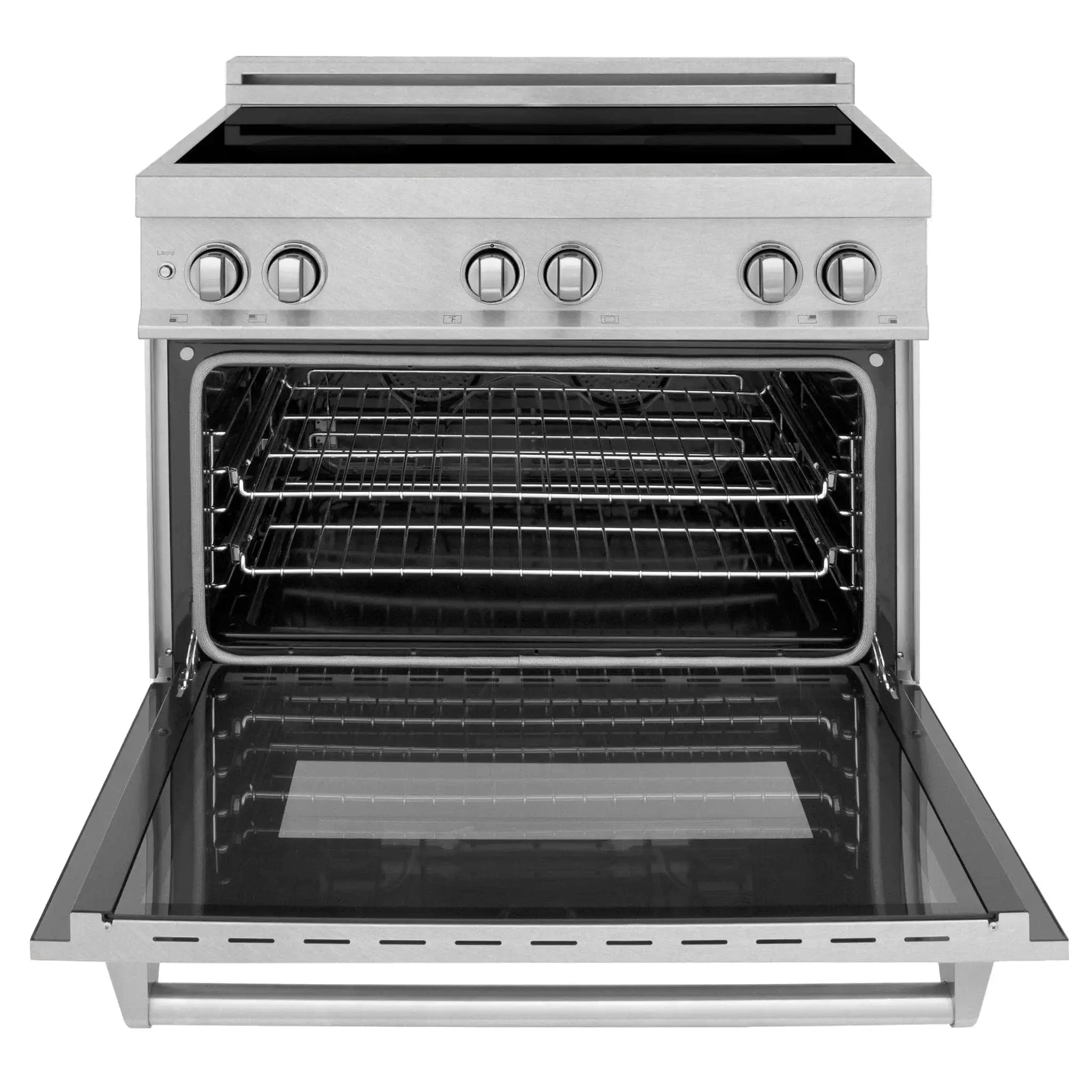 ZLINE 36" Induction Range in DuraSnow with a 4 Element Stove and Electric Oven RAINDS-SN-36 by Farmhouse Kitchen and Bath