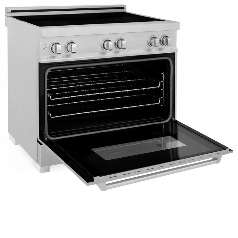 ZLINE 36" Induction Range in DuraSnow with a 4 Element Stove and Electric Oven RAINDS-SN-36 by Farmhouse Kitchen and Bath