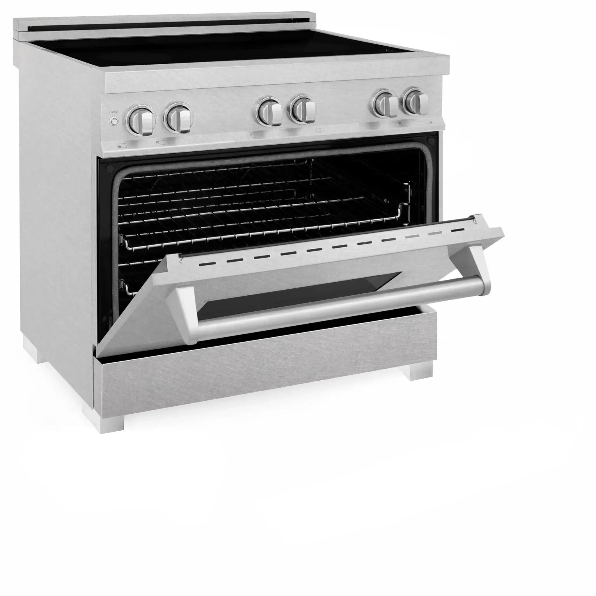 ZLINE 36" Induction Range in DuraSnow with a 4 Element Stove and Electric Oven RAINDS-SN-36 by Farmhouse Kitchen and Bath