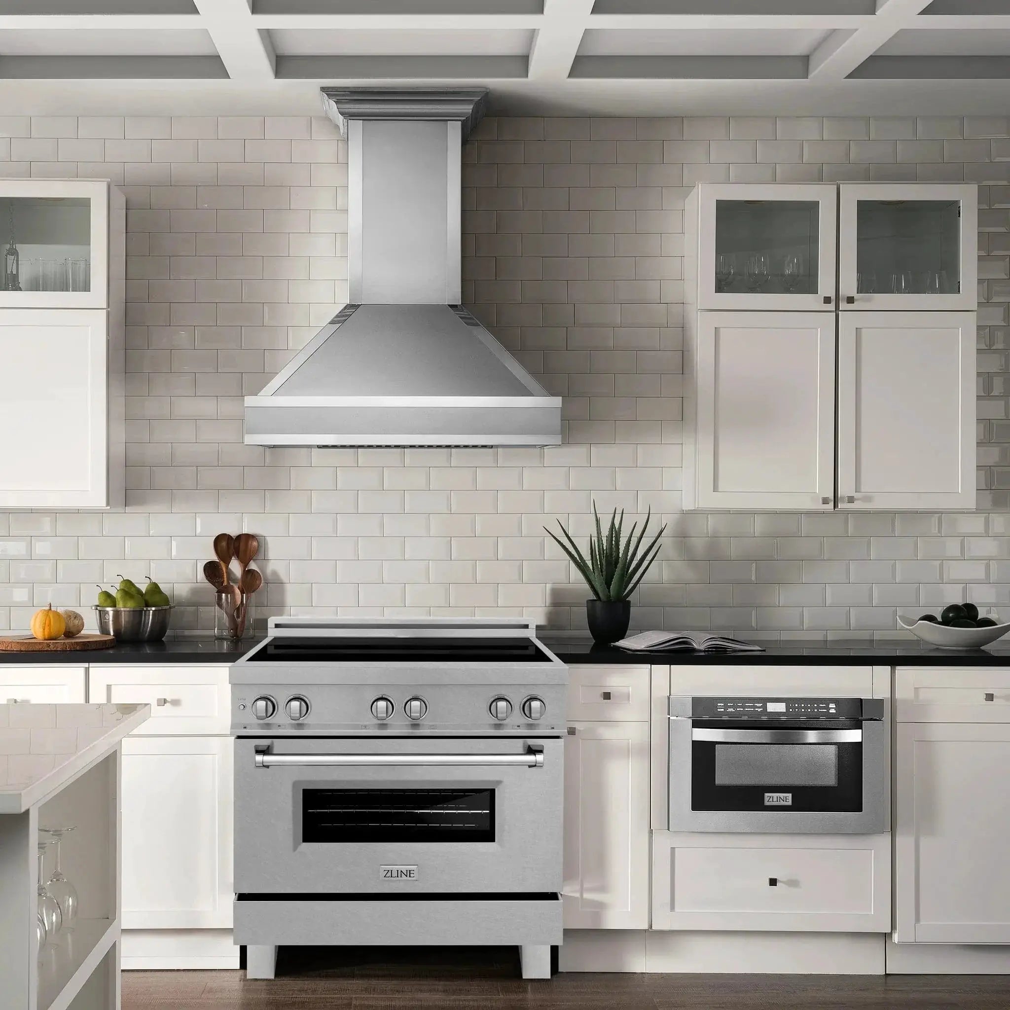 ZLINE 36" Induction Range in DuraSnow with a 4 Element Stove and Electric Oven RAINDS-SN-36 by Farmhouse Kitchen and Bath