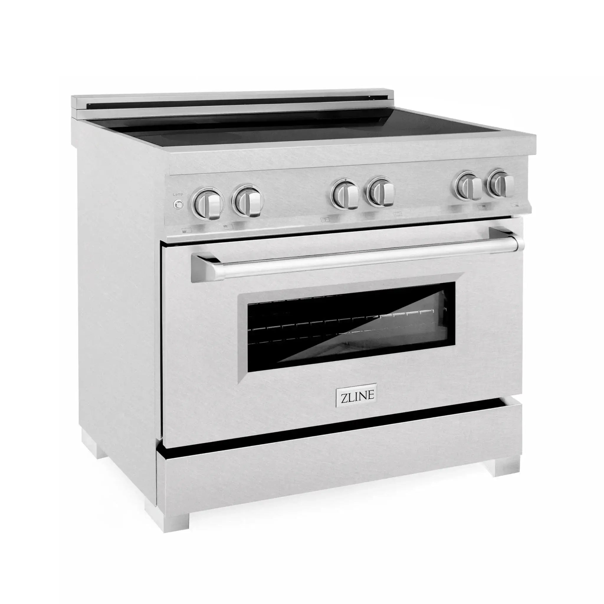 ZLINE 36" Induction Range in DuraSnow with a 4 Element Stove and Electric Oven RAINDS-SN-36 by Farmhouse Kitchen and Bath