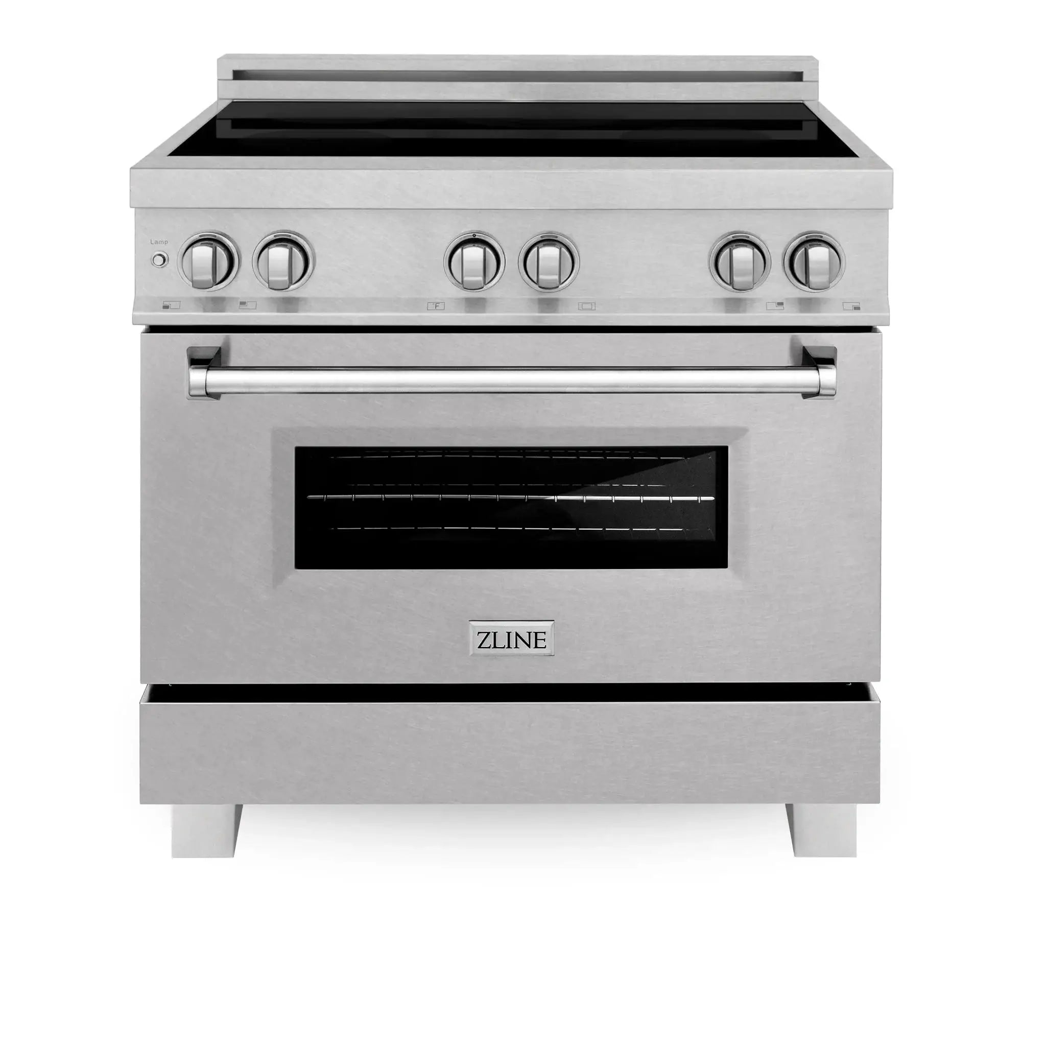 ZLINE 36" Induction Range in DuraSnow with a 4 Element Stove and Electric Oven RAINDS-SN-36 by Farmhouse Kitchen and Bath