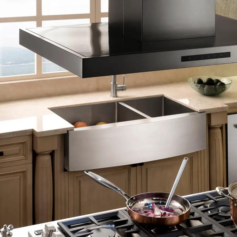 ZLINE 36" Island Mount Range Hood in Black Stainless Steel, BSKE2iN-36 by Farmhouse Kitchen and Bath