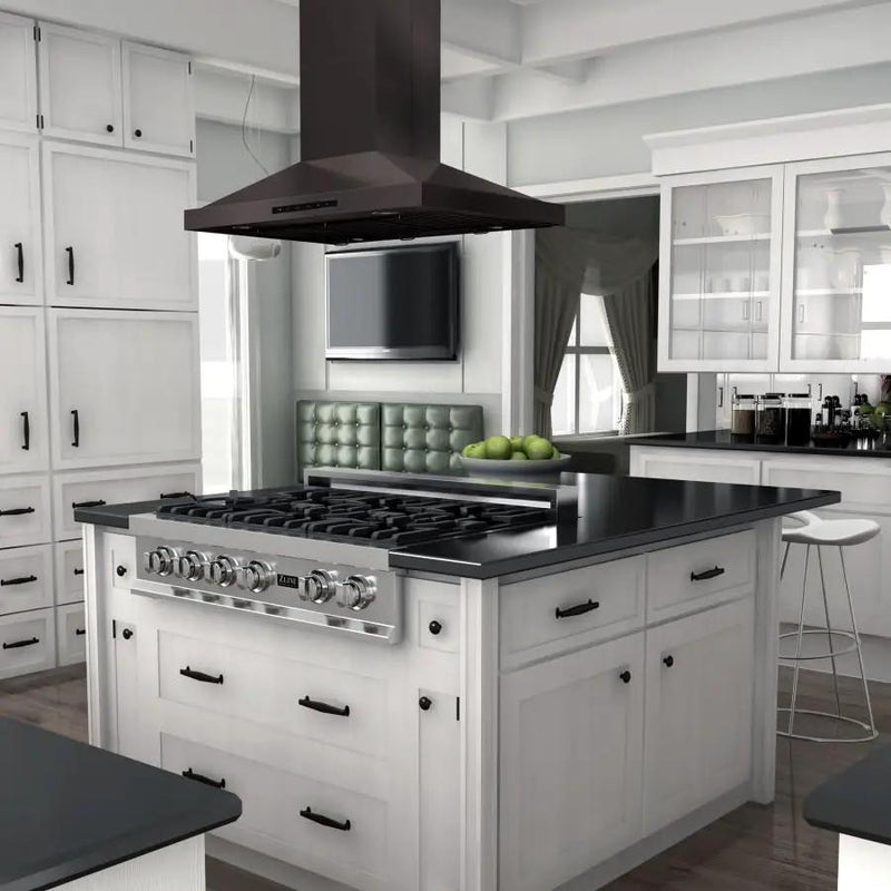 ZLINE 36" Island Range Hood in Black Stainless Steel, BSGL2iN-36 by Farmhouse Kitchen and Bath