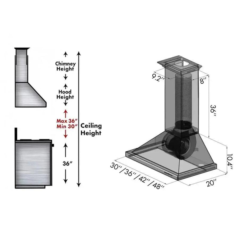 ZLINE 36" Oil-Rubbed Bronze Wall Range Hood, 8KBB-36 by Farmhouse Kitchen and Bath