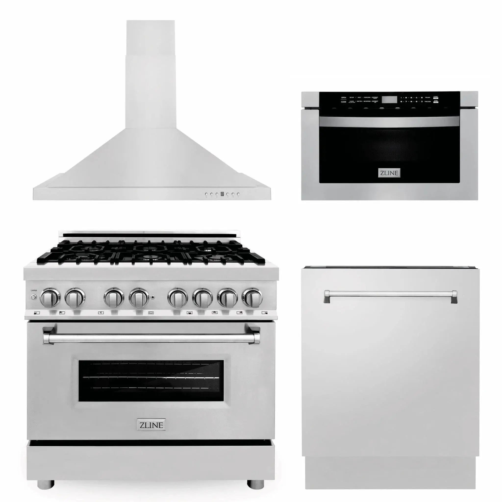 ZLINE 36 " Package Range RA36, Range Hood KB, Microwave MWD-1 , Dishwasher DWV-24, 4KP-RARH36-MWDWV by Farmhouse Kitchen and Bath