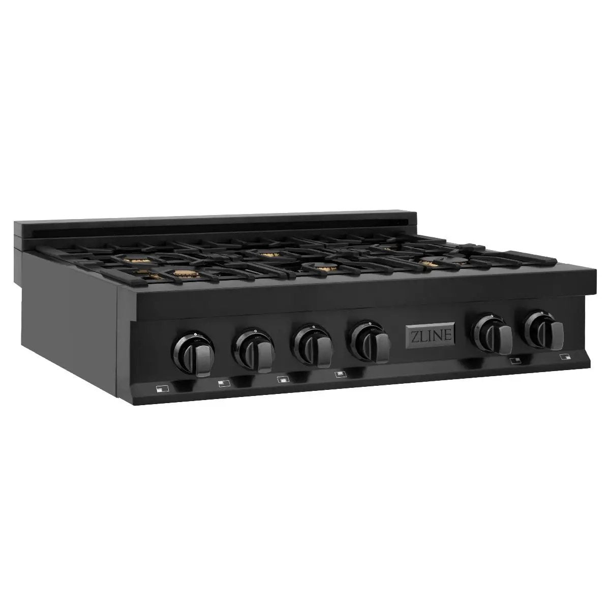 ZLINE 36" Porcelain Rangetop, Black Stainless, Brass Burners,RTB-BR-36 by Farmhouse Kitchen and Bath