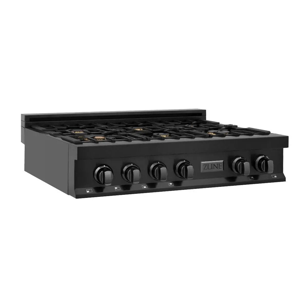ZLINE 36" Porcelain Rangetop, Black Stainless, Brass Burners,RTB-BR-36 by Farmhouse Kitchen and Bath