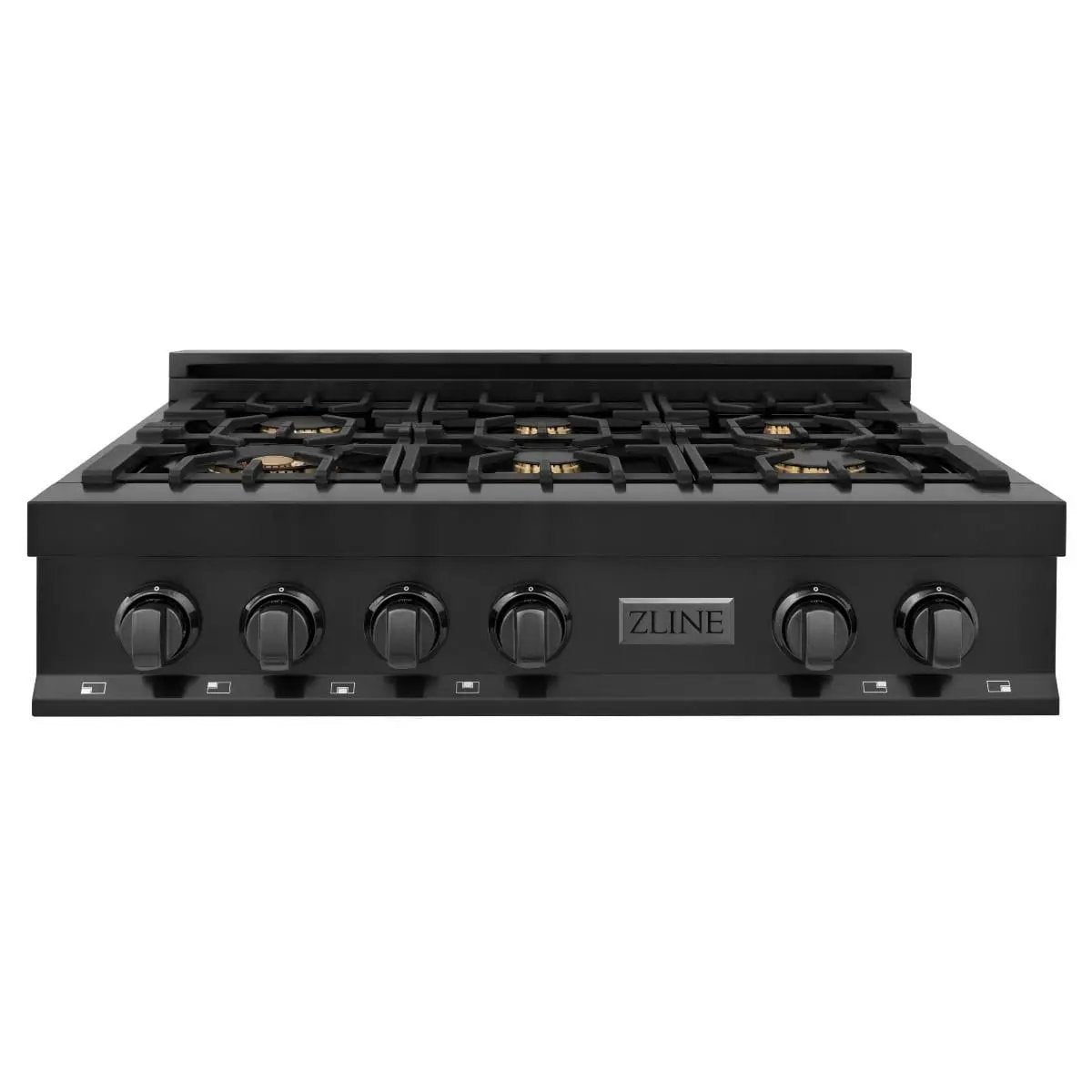 ZLINE 36" Porcelain Rangetop, Black Stainless, Brass Burners,RTB-BR-36 by Farmhouse Kitchen and Bath
