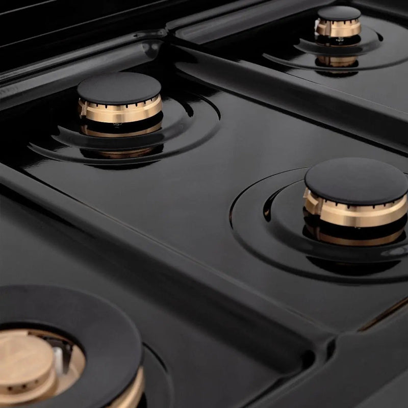 ZLINE 36" Porcelain Rangetop, Black Stainless, Brass Burners,RTB-BR-36 by Farmhouse Kitchen and Bath