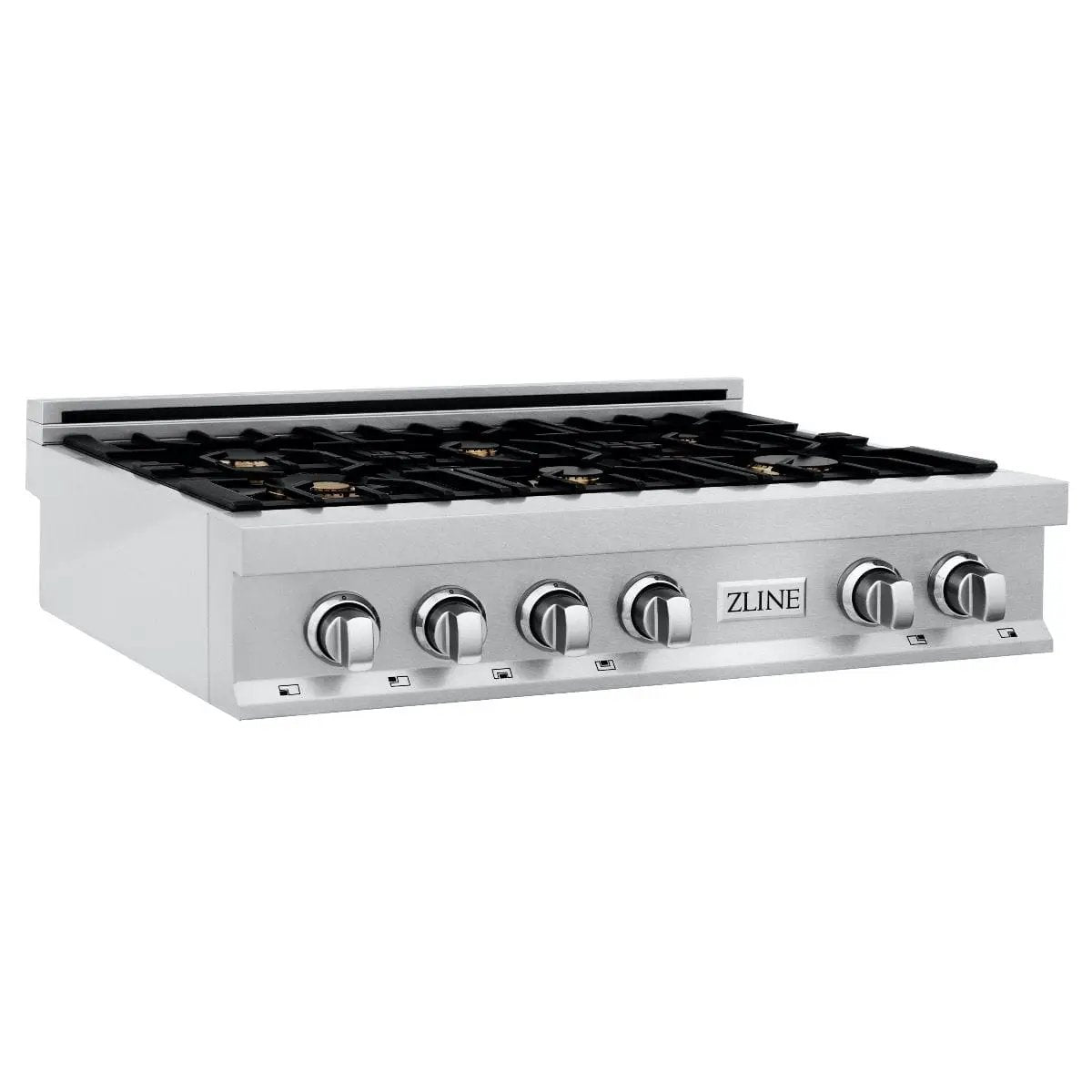 ZLINE 36" Porcelain Rangetop, DuraSnow®, 6 Brass Burners, RTS-BR-36 by Farmhouse Kitchen and Bath