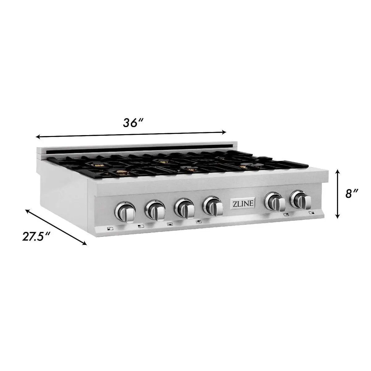 ZLINE 36" Porcelain Rangetop, DuraSnow®, 6 Brass Burners, RTS-BR-36 by Farmhouse Kitchen and Bath