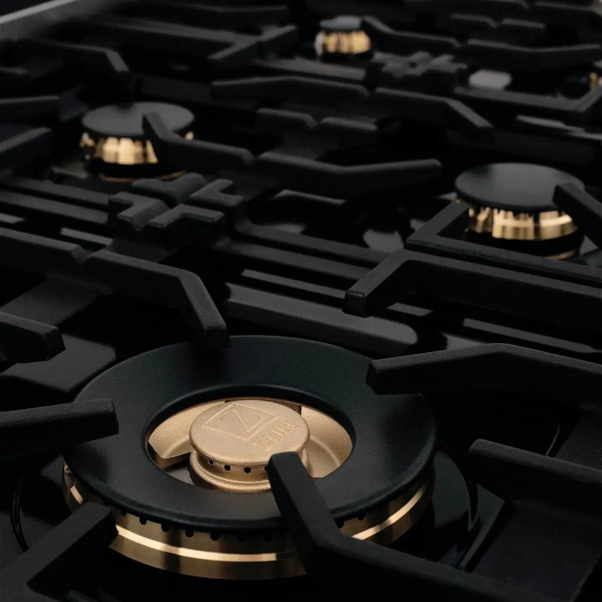 ZLINE 36" Porcelain Rangetop, DuraSnow®, 6 Brass Burners, RTS-BR-36 by Farmhouse Kitchen and Bath