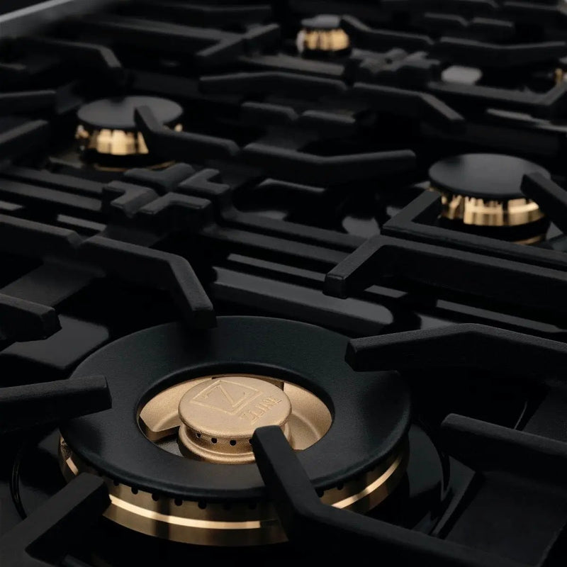 ZLINE 36" Porcelain Rangetop, DuraSnow®, 6 Brass Burners, RTS-BR-36 by Farmhouse Kitchen and Bath