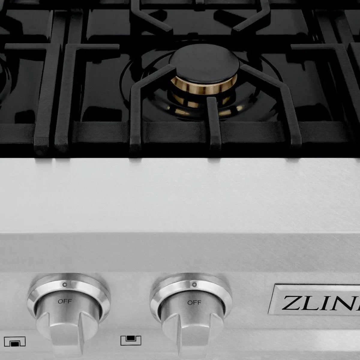 ZLINE 36" Porcelain Rangetop, DuraSnow®, 6 Brass Burners, RTS-BR-36 by Farmhouse Kitchen and Bath