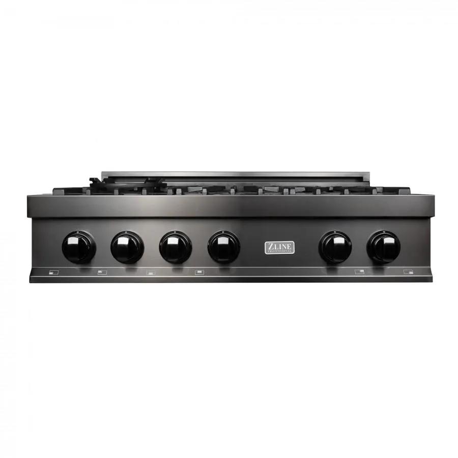 ZLINE 36" Porcelain Rangetop in Black Stainless with 6 Gas Burners, RTB-36 by Farmhouse Kitchen and Bath