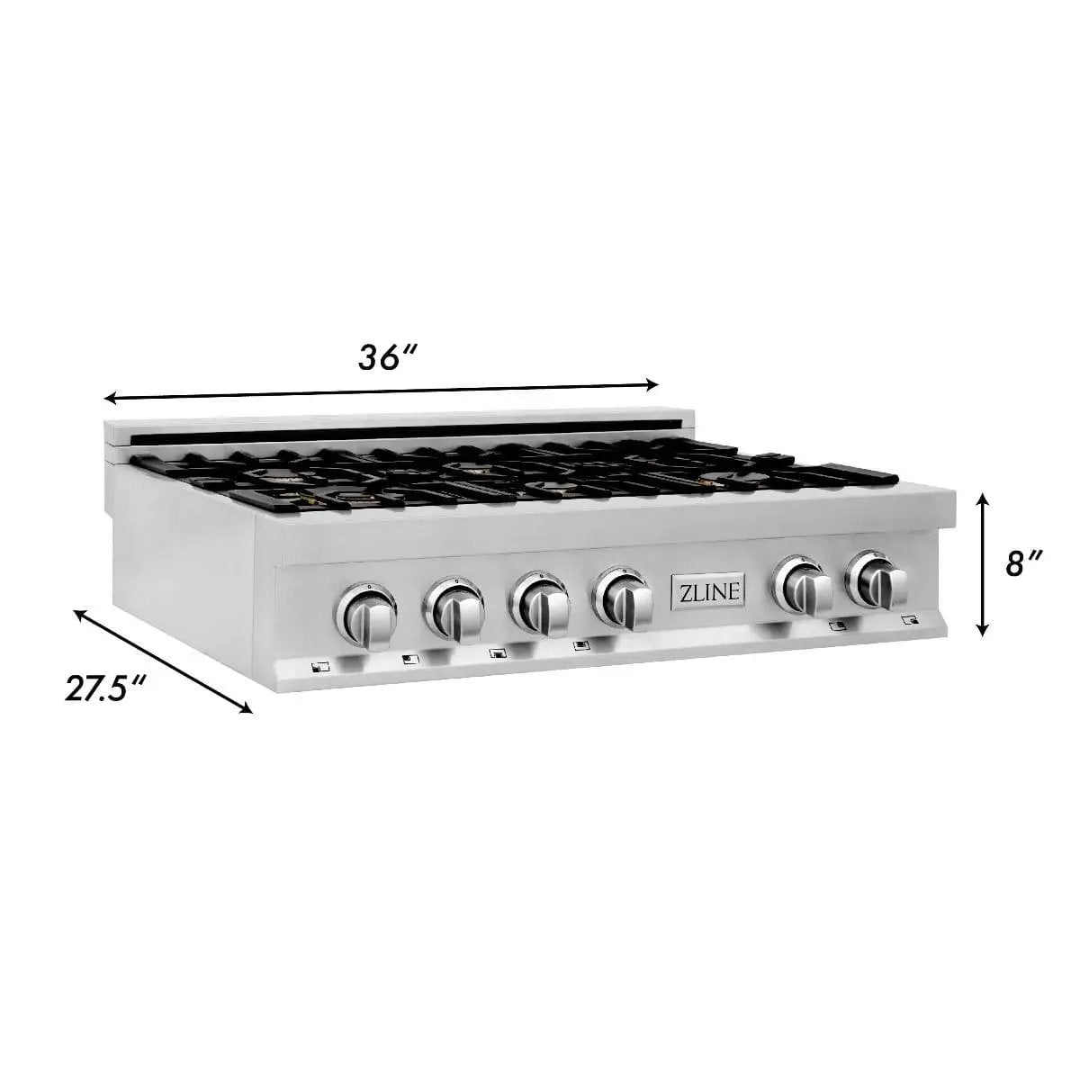 ZLINE 36" Porcelain Rangetop With 6 Gas Brass Burners, RT-BR-36 by Farmhouse Kitchen and Bath