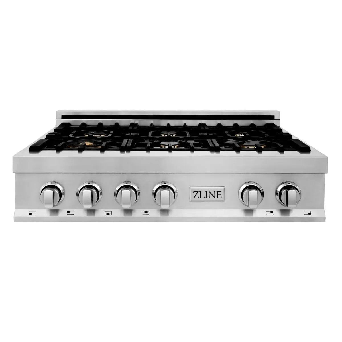 ZLINE 36" Porcelain Rangetop With 6 Gas Brass Burners, RT-BR-36 by Farmhouse Kitchen and Bath