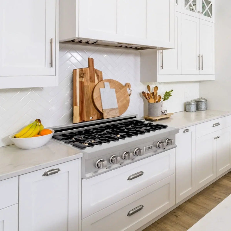 ZLINE 36" Porcelain Rangetop With 6 Gas Brass Burners, RT-BR-36 by Farmhouse Kitchen and Bath