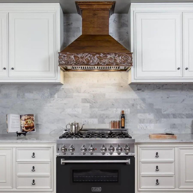ZLINE 36" Professional Dual Fuel Range, Black Matte Door, RA-BLM-36 by Farmhouse Kitchen and Bath
