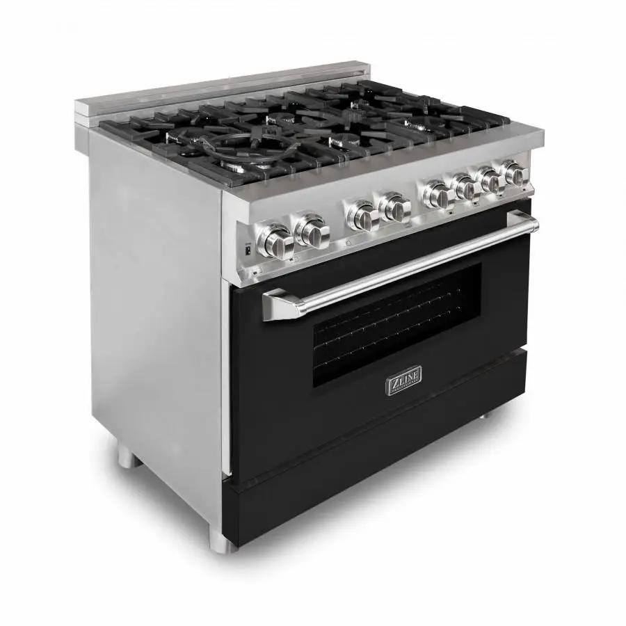 ZLINE 36" Professional Dual Fuel Range, Black Matte Door, RA-BLM-36 by Farmhouse Kitchen and Bath