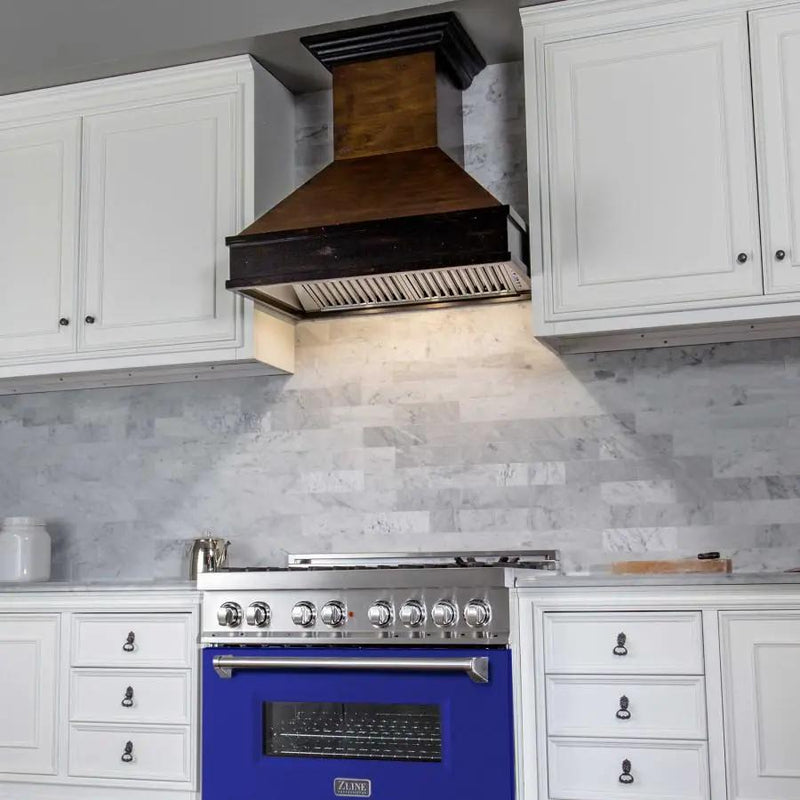 ZLINE 36" Professional Dual Fuel Range, Blue Matte Door, RA-BM-36 by Farmhouse Kitchen and Bath