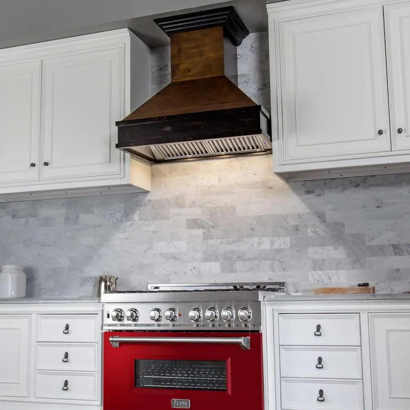 ZLINE 36" Professional Dual Fuel Range, Red Gloss Door, RA-RG-36 by Farmhouse Kitchen and Bath