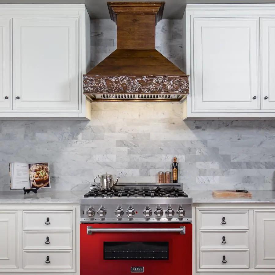 ZLINE 36" Professional Dual Fuel Range, Red Gloss Door, RA-RG-36 by Farmhouse Kitchen and Bath