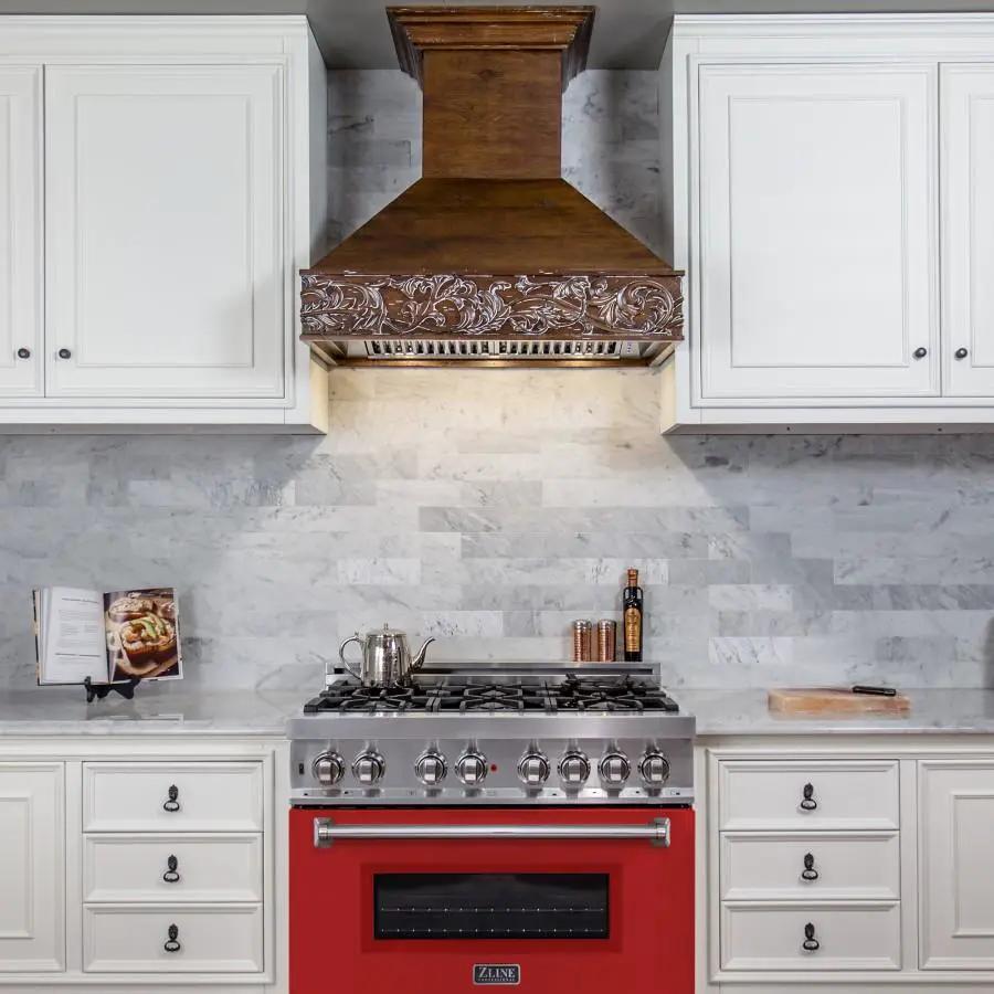 ZLINE 36" Professional Dual Fuel Range, Red Matte Door, RA-RM-36 by Farmhouse Kitchen and Bath