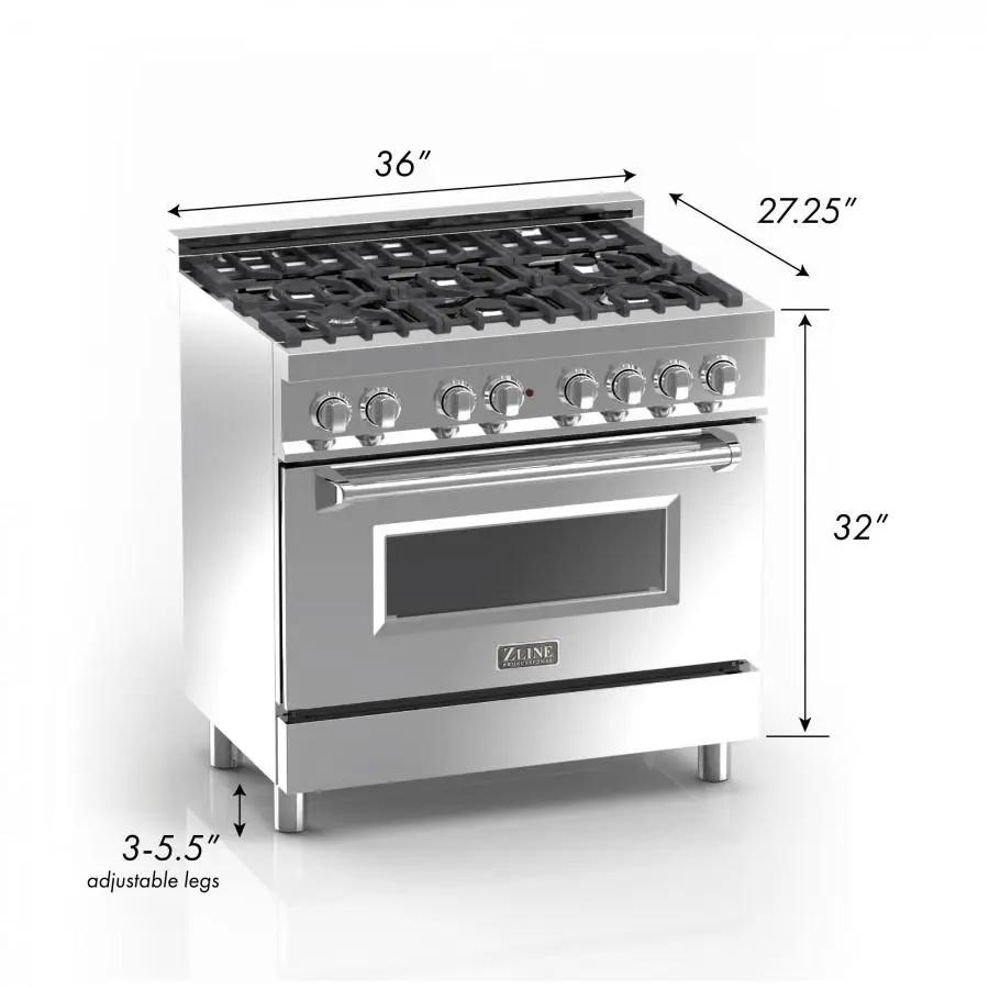ZLINE 36" Professional Dual Fuel Range, Snow Stainless, Blue Matte Door, RAS-BM-36 by Farmhouse Kitchen and Bath