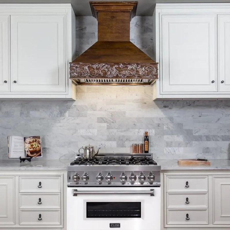 ZLINE 36" Professional Dual Fuel Range, White Matte Door, RA-WM-36 by Farmhouse Kitchen and Bath