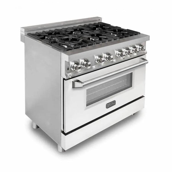 ZLINE 36" Professional Dual Fuel Range, White Matte Door, RA-WM-36, photo 2 of 6