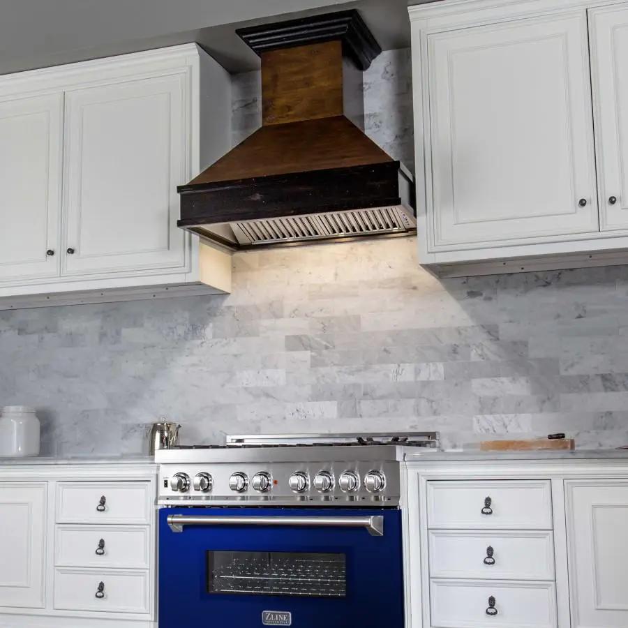 ZLINE 36" Professional Dual Fuel Range with Blue Gloss Door, RA-BG-36 by Farmhouse Kitchen and Bath