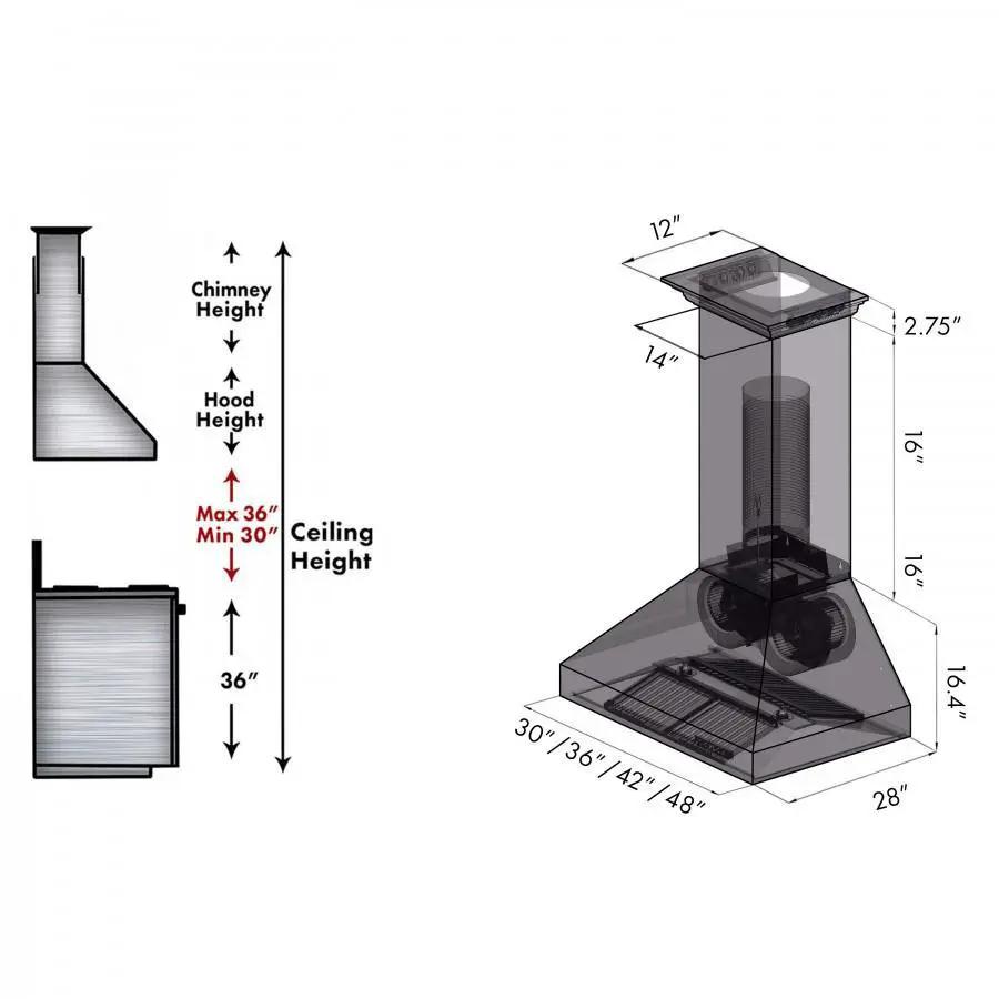 ZLINE 36" Professional Wall Range Hood, Built-in CrownSound® Bluetooth Speakers, 697CRN-BT-36 by Farmhouse Kitchen and Bath
