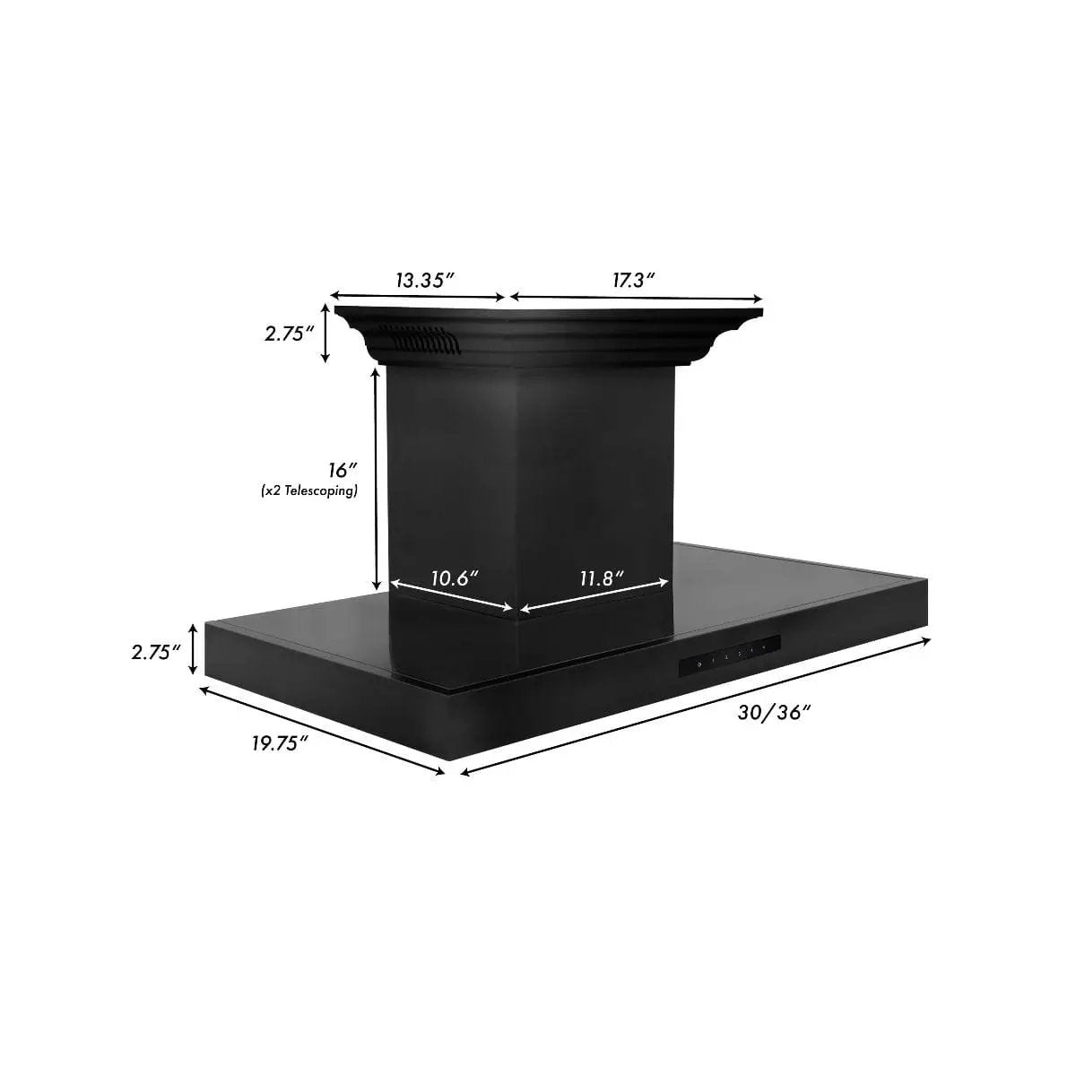ZLINE 36" Range Hood, Black Stainless Steel, Speakers, BSKENCRN-BT-36 by Farmhouse Kitchen and Bath