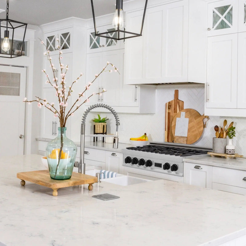 ZLINE 36" Rangetop, DuraSnow Stainless, MatteBlack Accents, RTSZ-36-MB by Farmhouse Kitchen and Bath
