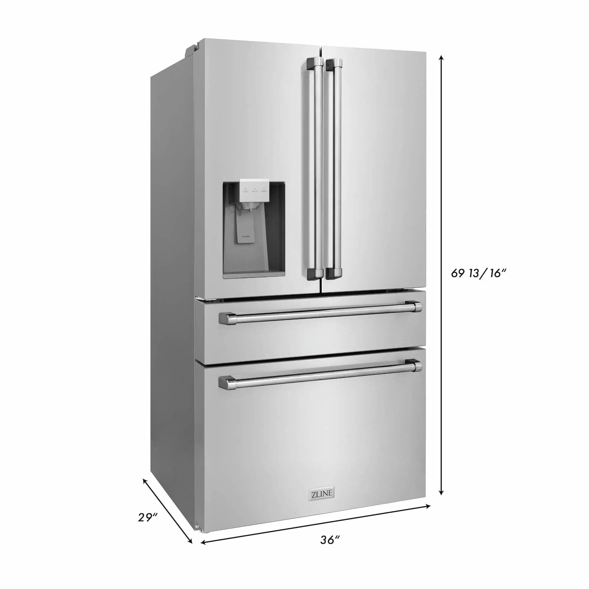 ZLINE 36" Refrigerator, Water, Ice Dispenser, Fingerprint Resistant, RFM-W-36 by Farmhouse Kitchen and Bath