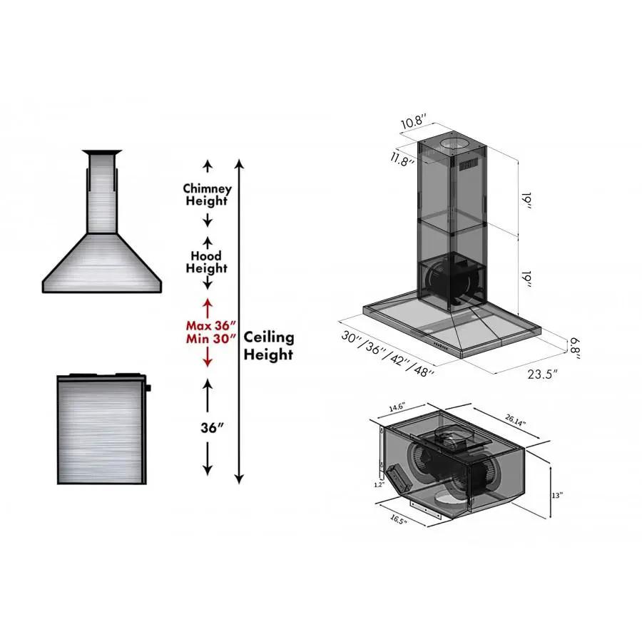 ZLINE 36" Remote Dual Blower Stainless Island Range Hood, GL2i-RD-36 by Farmhouse Kitchen and Bath