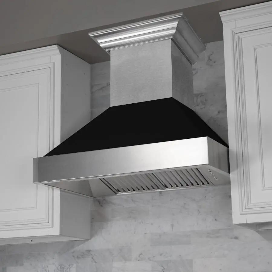 ZLINE 36" Snow Finish Wall Range Hood, Black Matte Shell, 8654BLM-36 by Farmhouse Kitchen and Bath
