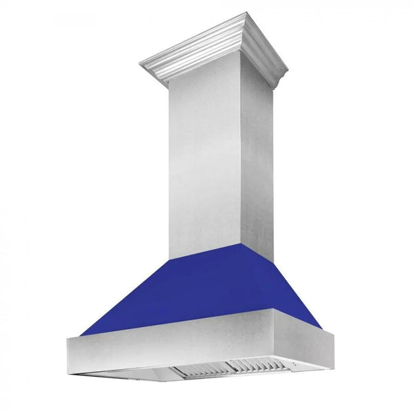 ZLINE 36" Snow Finish Wall Range Hood, Blue Matte Shell, 8654BM-36, photo 2 of 9