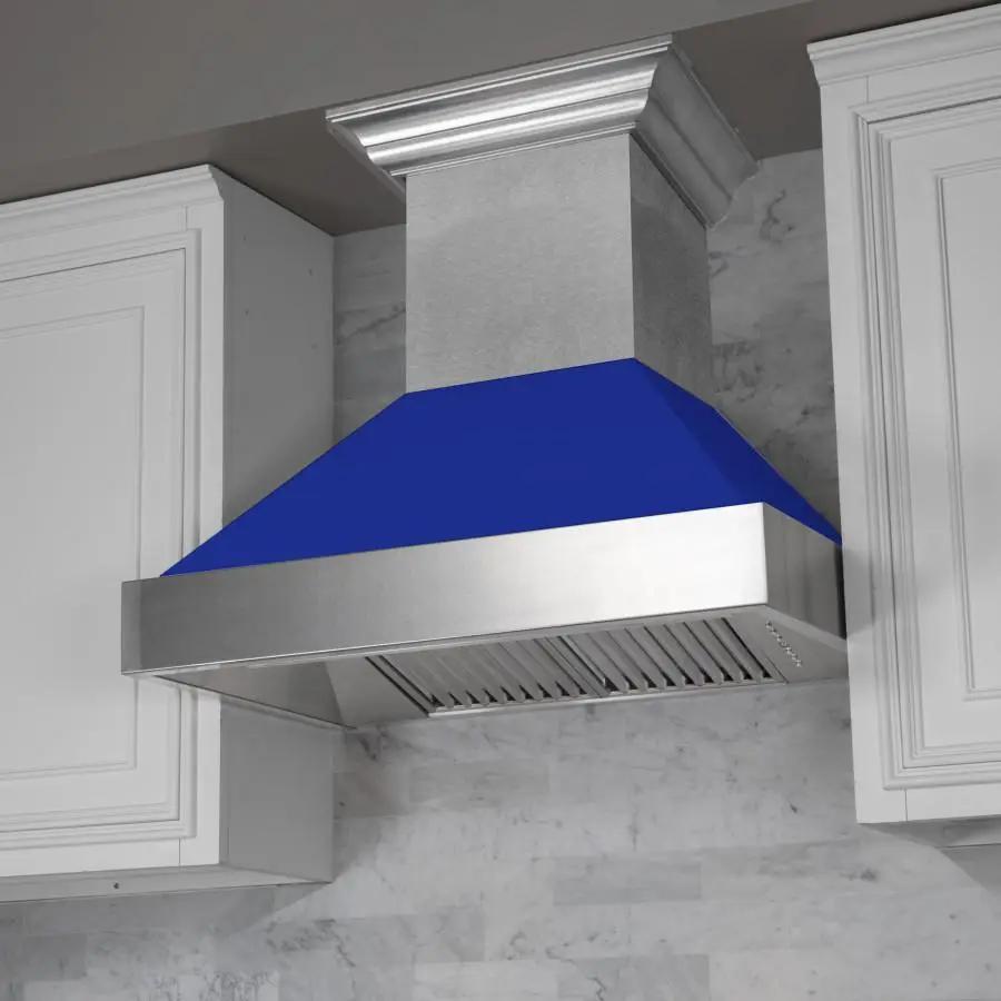 ZLINE 36" Snow Finish Wall Range Hood, Blue Matte Shell, 8654BM-36 by Farmhouse Kitchen and Bath