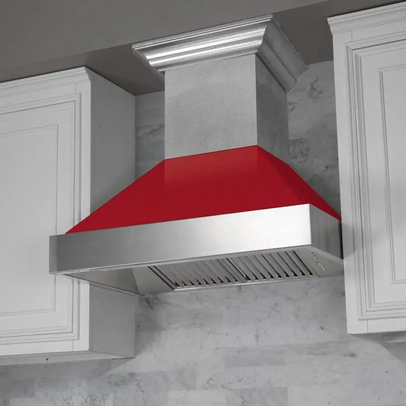 ZLINE 36" Snow Finish Wall Range Hood, Red Gloss Shell, 8654RG-36 by Farmhouse Kitchen and Bath