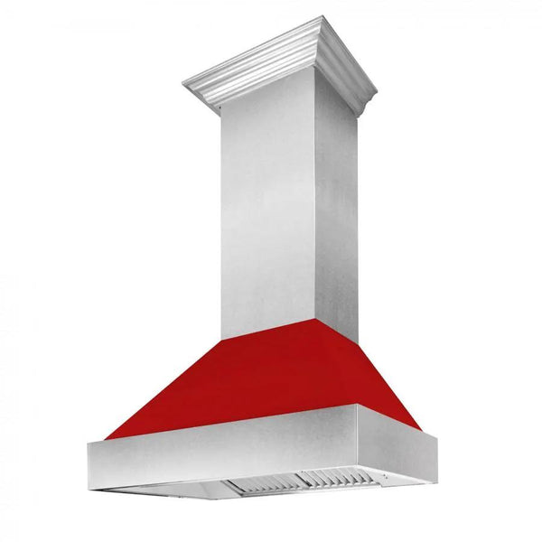 ZLINE 36" Snow Finish Wall Range Hood, Red Matte Shell, 8654RM-36, photo 2 of 9