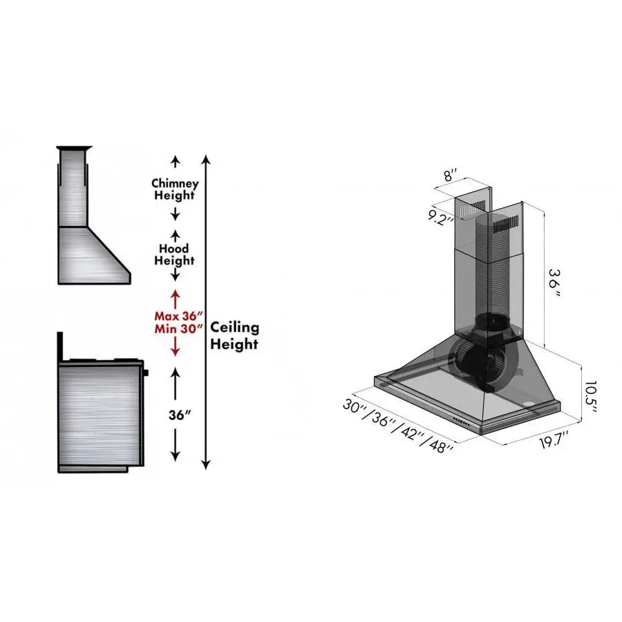 ZLINE 36" Snow Finished Stainless Steel Wall Mount Range Hood, 8KBS-36 by Farmhouse Kitchen and Bath