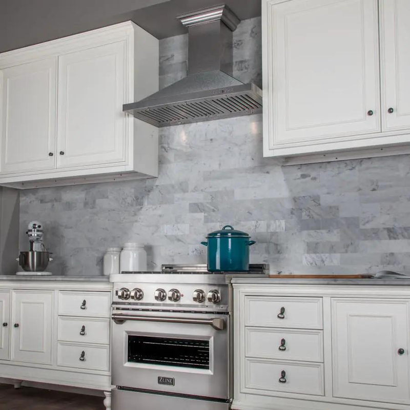ZLINE 36" Snow Finished Stainless Steel Wall Mount Range Hood, 8KBS-36 by Farmhouse Kitchen and Bath