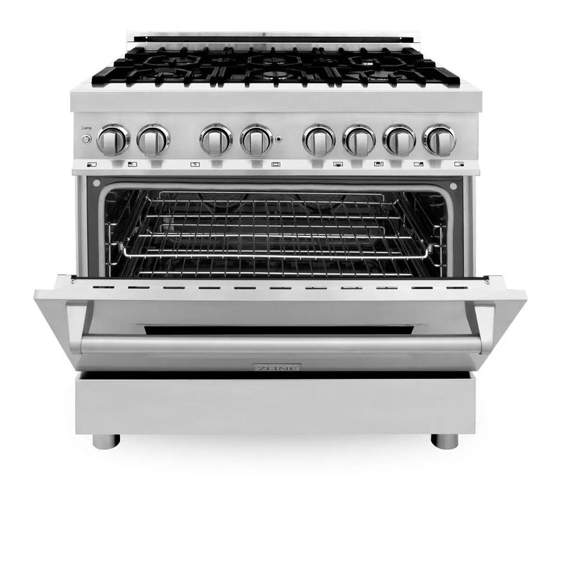 ZLINE 36" Stainless 4.6 cu.ft. 6 Gas Burner/Electric Oven Range, RA36 by Farmhouse Kitchen and Bath