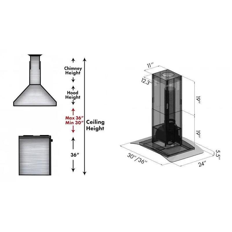 ZLINE 36" Stainless Steel Island Range Hood, GL5i-36 by Farmhouse Kitchen and Bath
