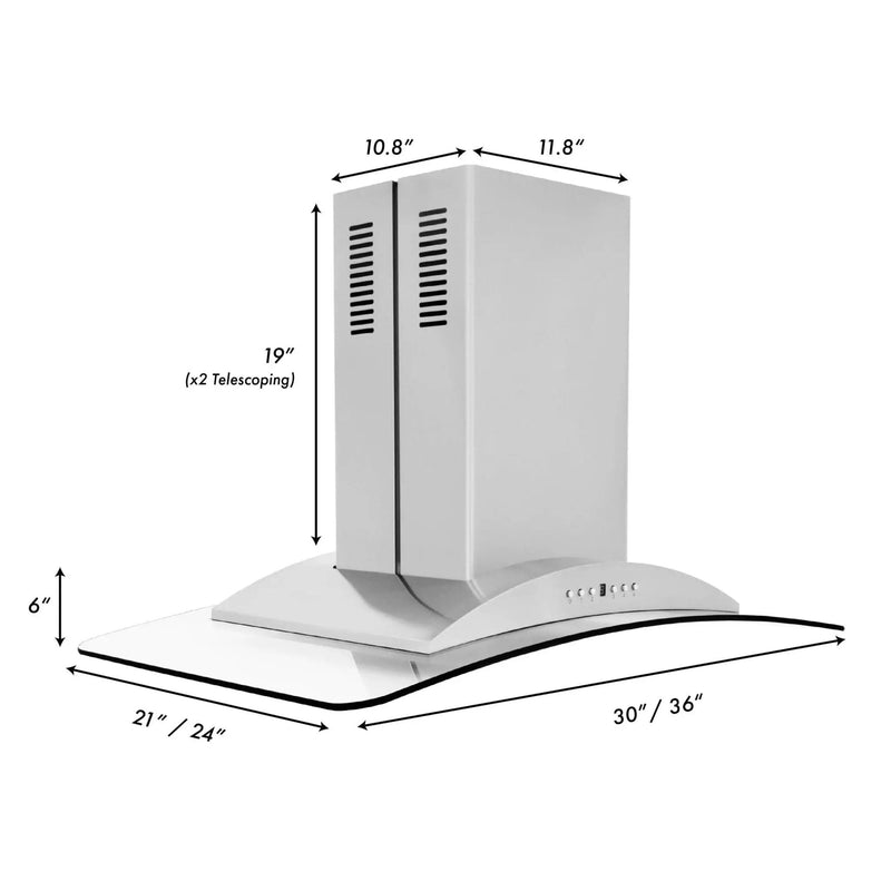 ZLINE 36" Stainless Steel Island Range Hood, GL9i-36 by Farmhouse Kitchen and Bath
